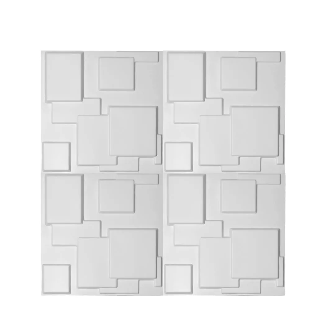 12pcs 3D PVC Wall Panels Ecofriendly Paintable Home Background Square Decor 50x50cm