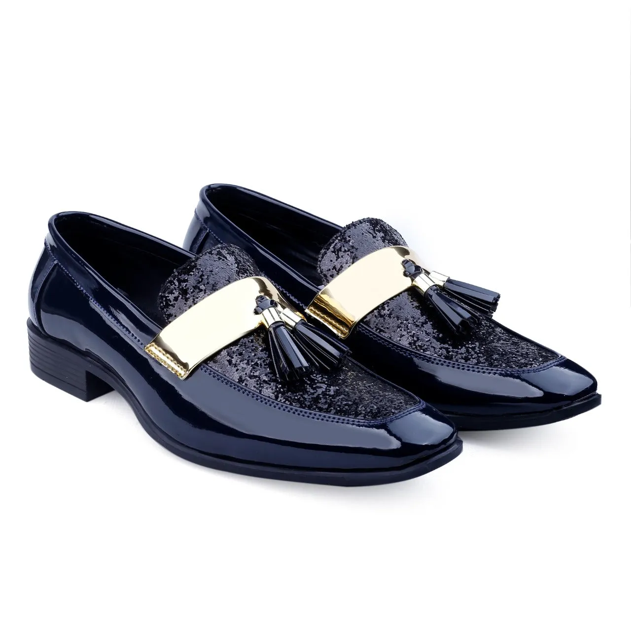 2022 Anti-skid Black Golden Patchwork PU Leather Casual,Wedding,Party Wear Shoes-JonasParamount