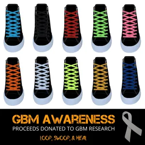 27" Flat Athletic Laces for GBM Awareness