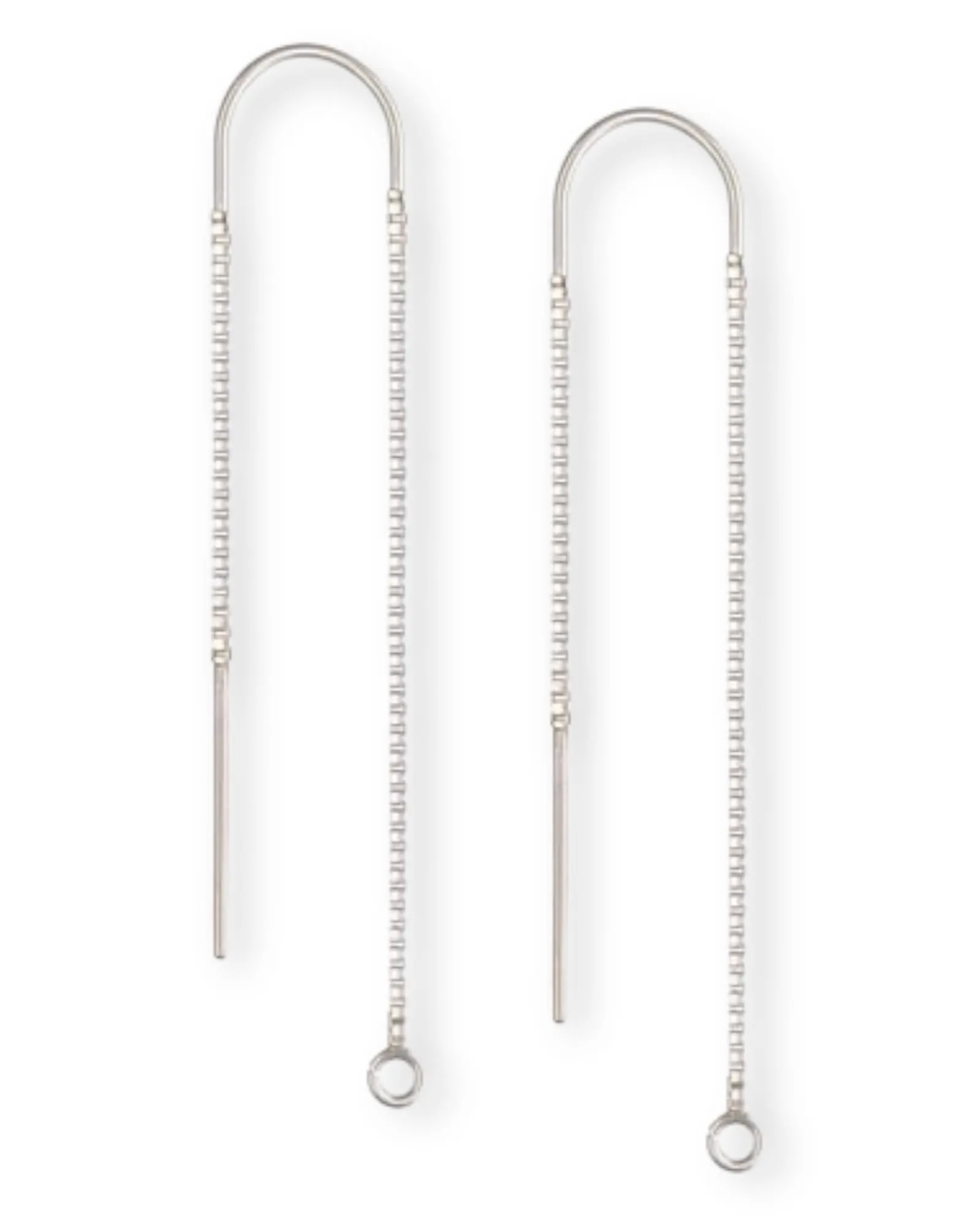 925 Sterling Silver Box Chain Ear Threader with Center U-Bar and Open Ring (Sold per pair)