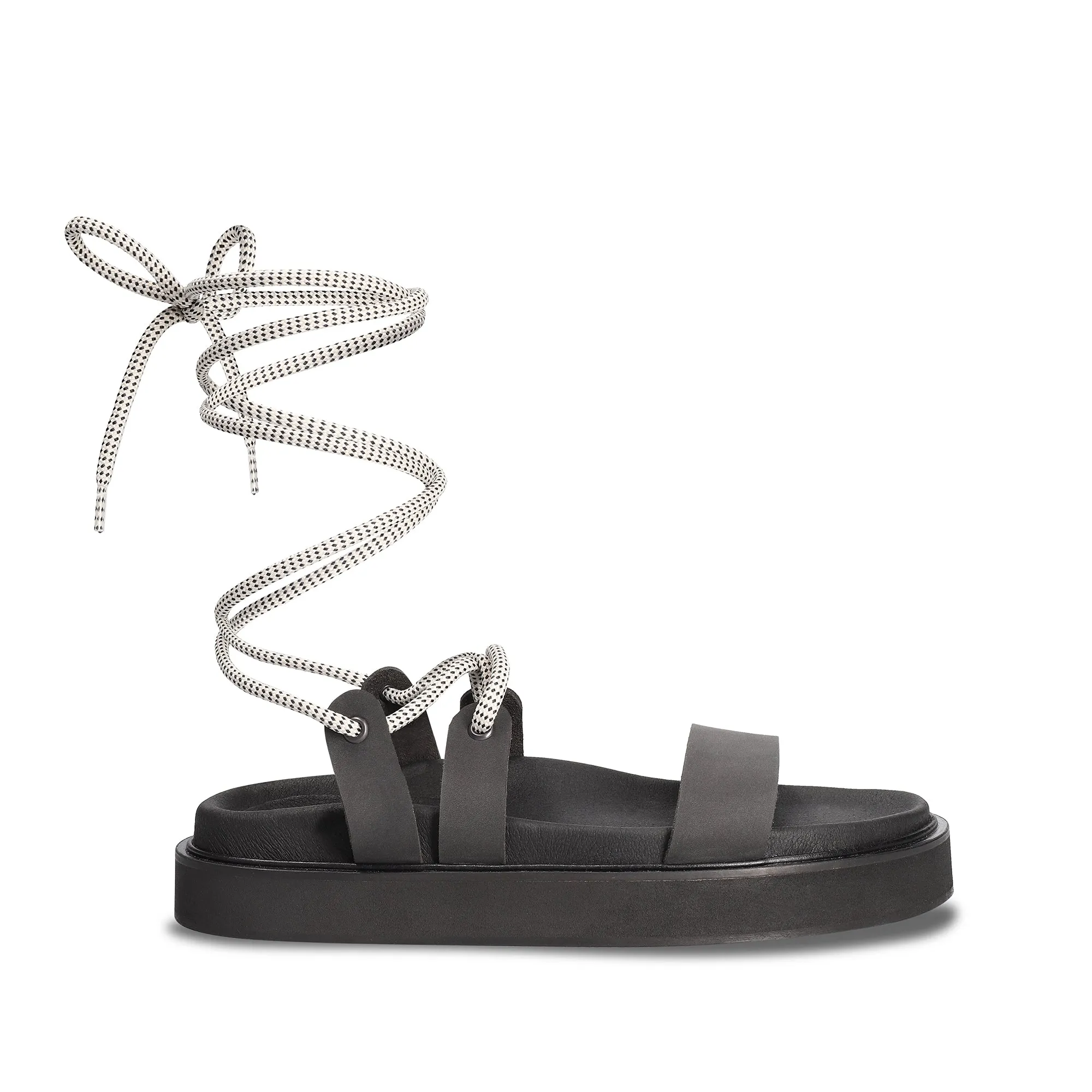 Acacia Black Vegan Sandals With Cords