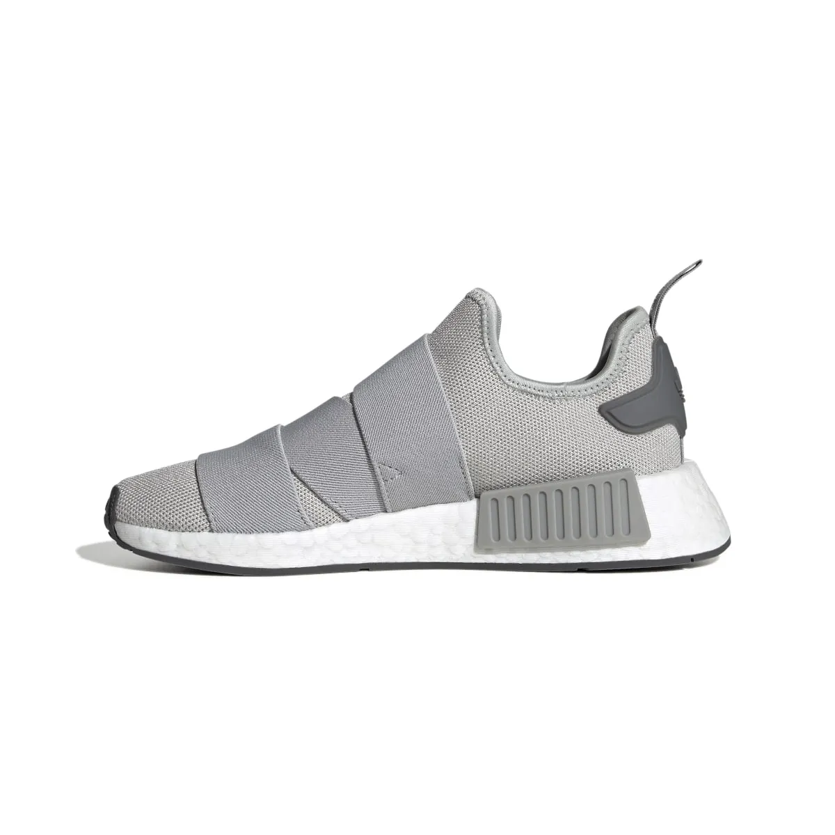 ADIDAS GW9470 NMD_R1 STRAP WMN'S (Medium)  Gray/White/Gray Stretch Knit Running Shoes