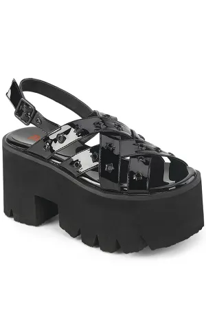 ASHES-12 Black Patent Platform Sandal