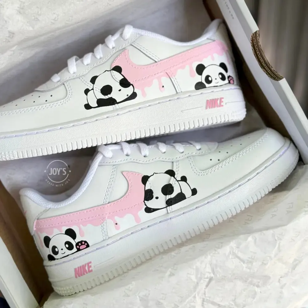 Baby Panda Pink Drip Custom Air Force 1 Baby, Toddler, Little Kids