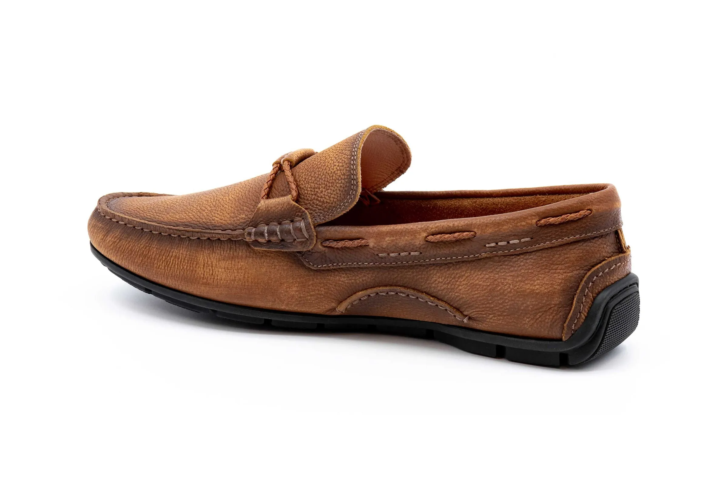 Bermuda Pebble Grain Braided Bit Loafers - Old Saddle