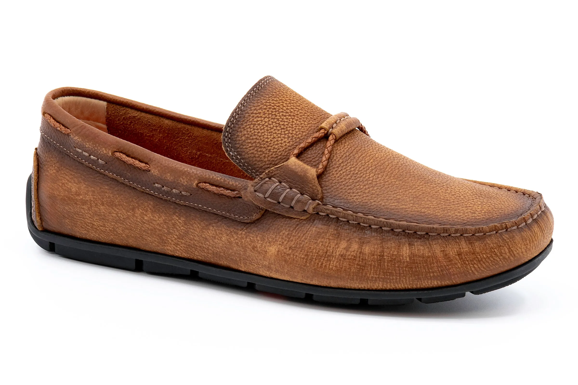 Bermuda Pebble Grain Braided Bit Loafers - Old Saddle