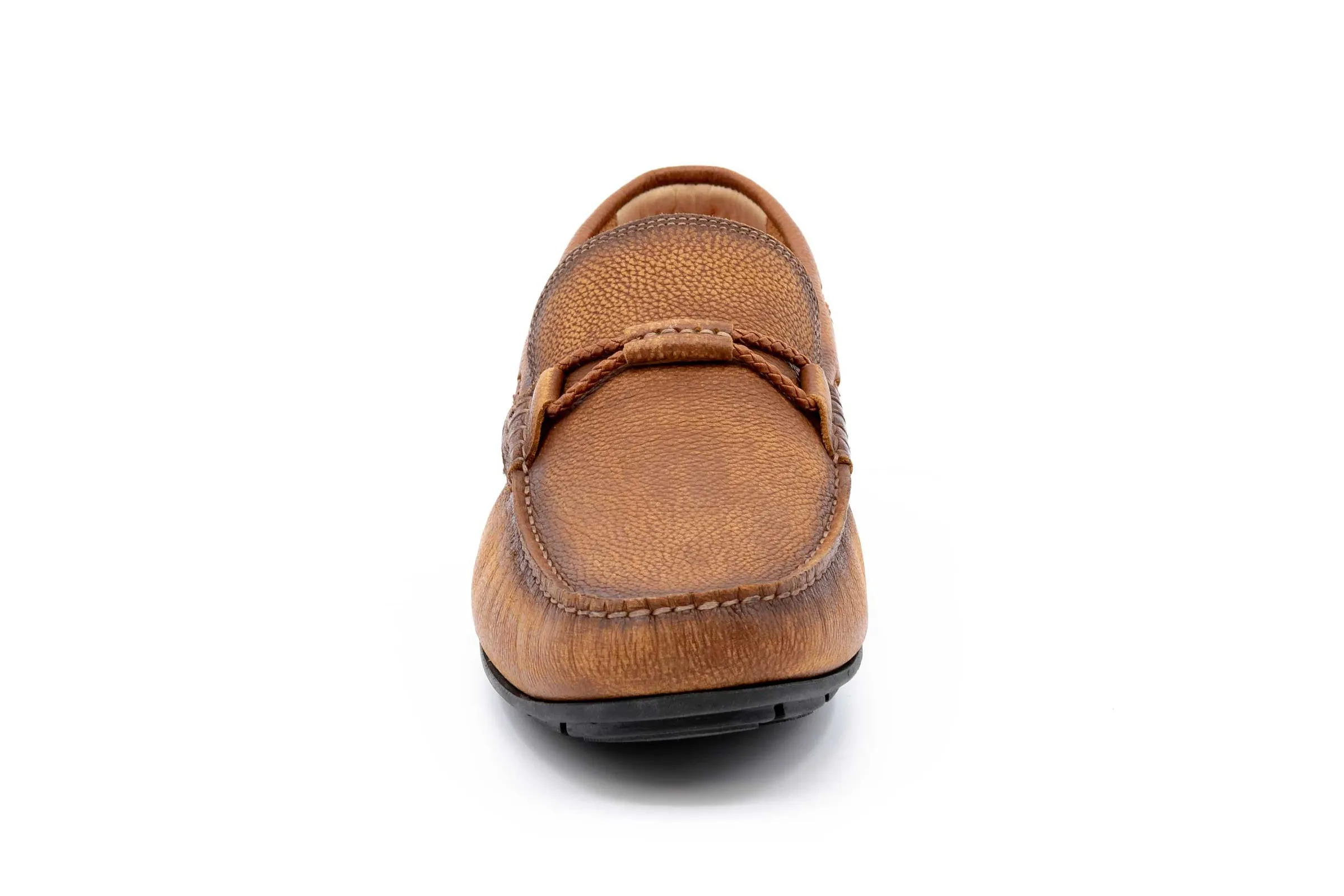 Bermuda Pebble Grain Braided Bit Loafers - Old Saddle