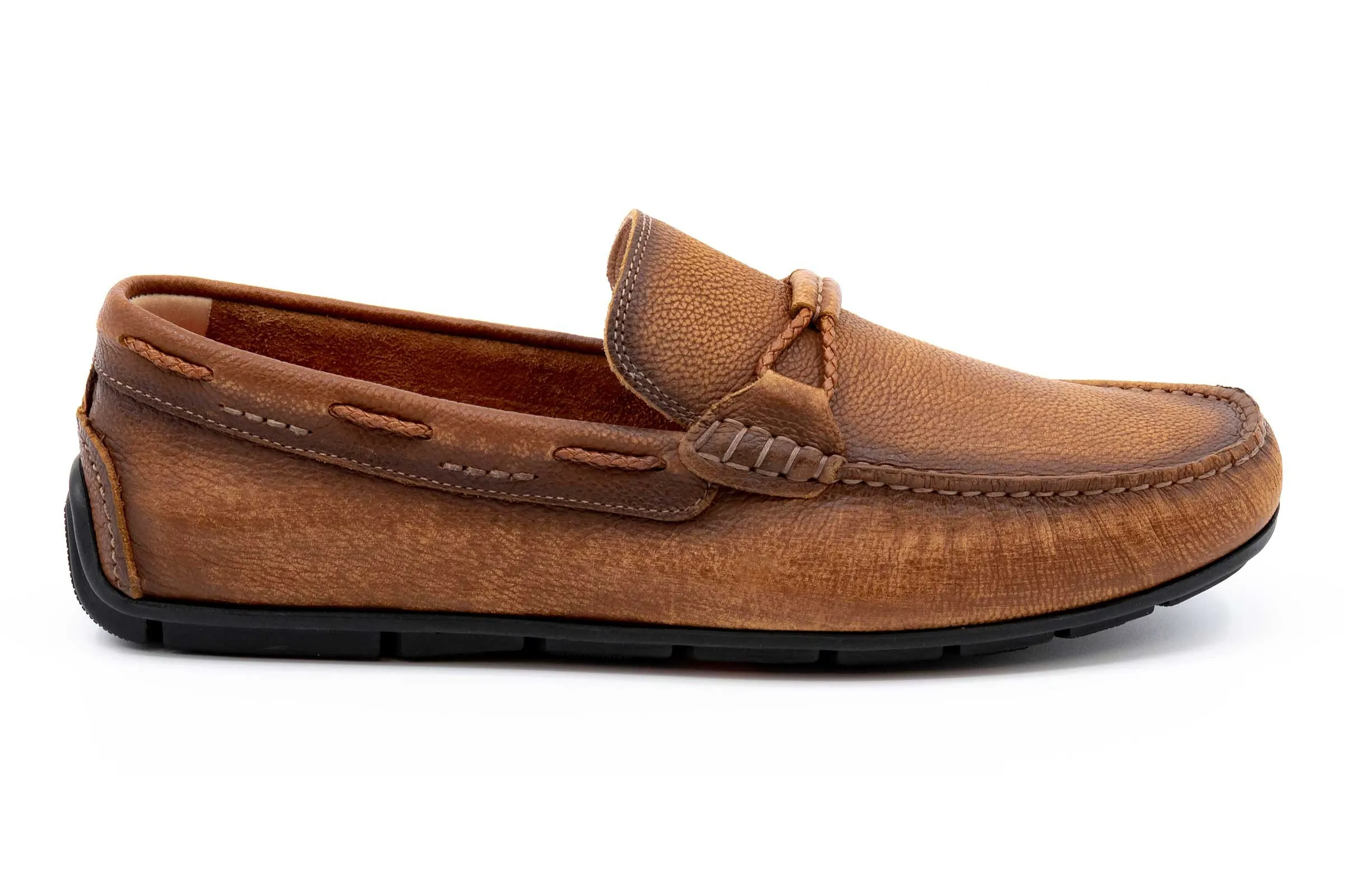 Bermuda Pebble Grain Braided Bit Loafers - Old Saddle