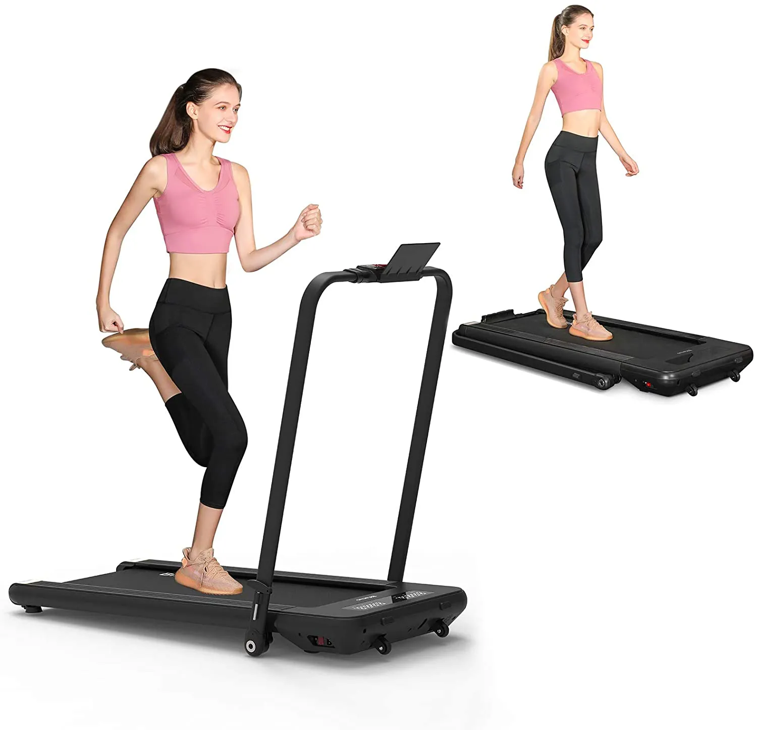 BiFanuo 2 in 1 Folding Treadmill, Smart Walking Running Machine with Bluetooth Audio Speakers, Installation-Free，Under Desk Treadmill for Home/Office Gym Cardio Fitness