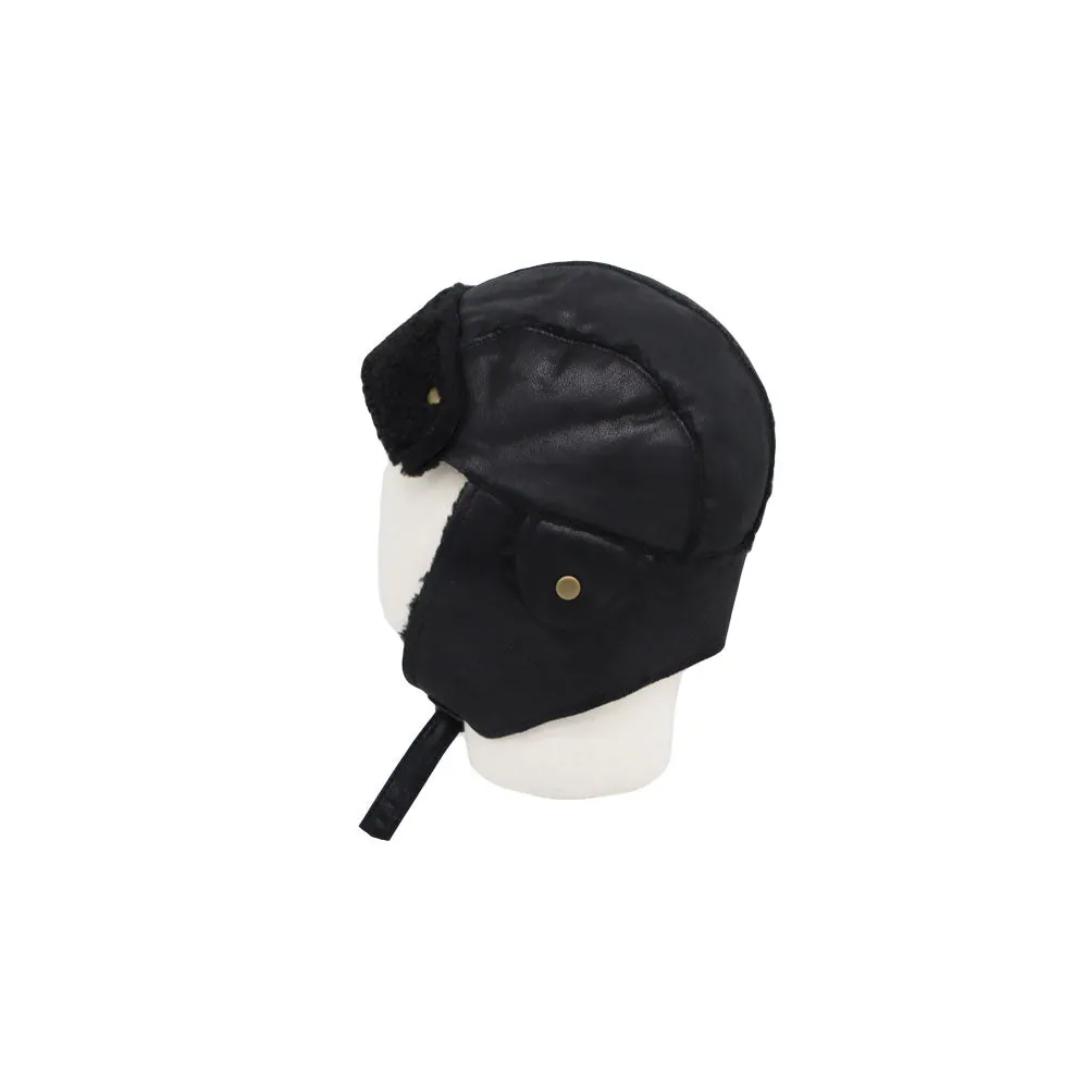 Bike Motorcycle Trapper Earflap Cap Faux Leather Russian Winter Hat YTT1489