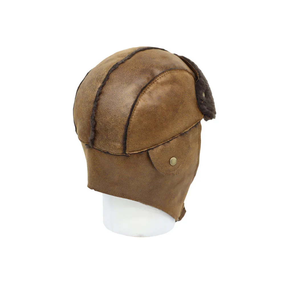 Bike Motorcycle Trapper Earflap Cap Faux Leather Russian Winter Hat YTT1489