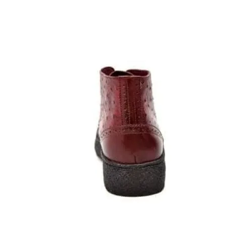 British Walkers Playboy Wingtip Men's Burgundy Ostrich Leather High Tops Boots