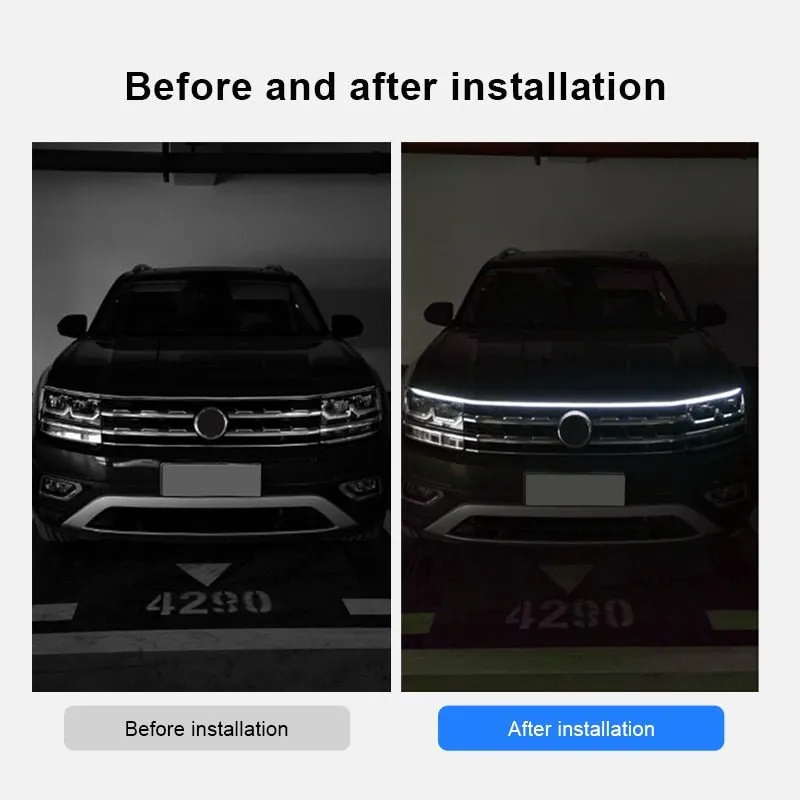 Car Hood Beam Light, LED Strip Lights, Waterproof Exterior Car Lights, Daytime Running