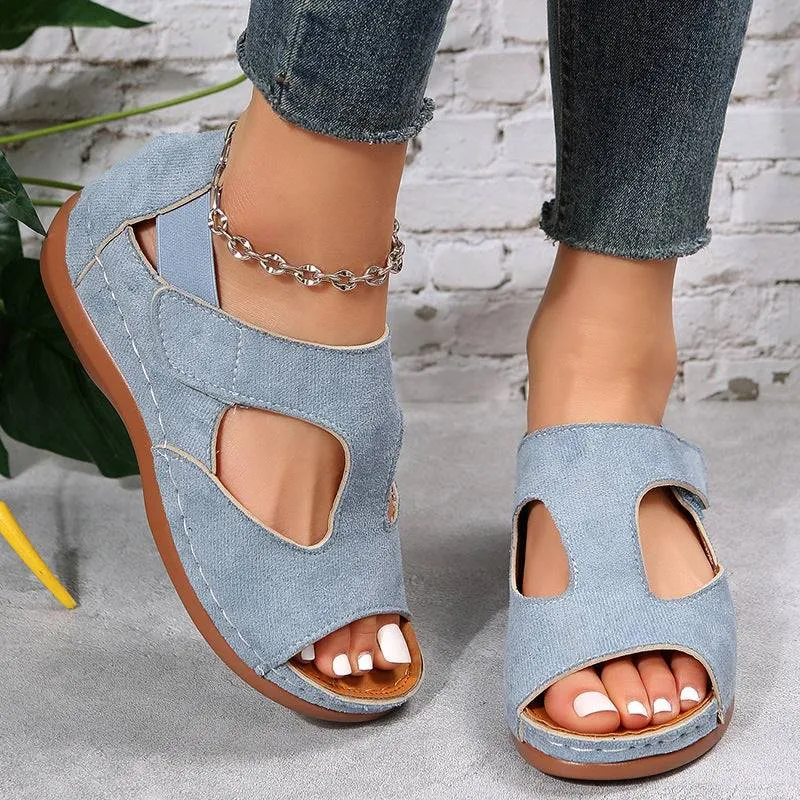 Casual Summer Low Heels Velcro Shoes For Women - GlamzLife