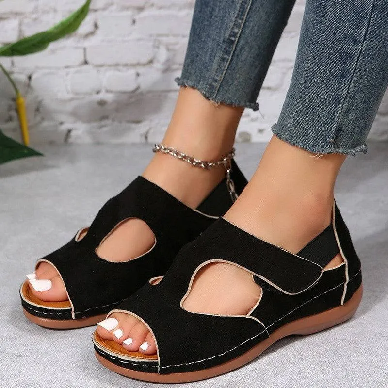 Casual Summer Low Heels Velcro Shoes For Women - GlamzLife