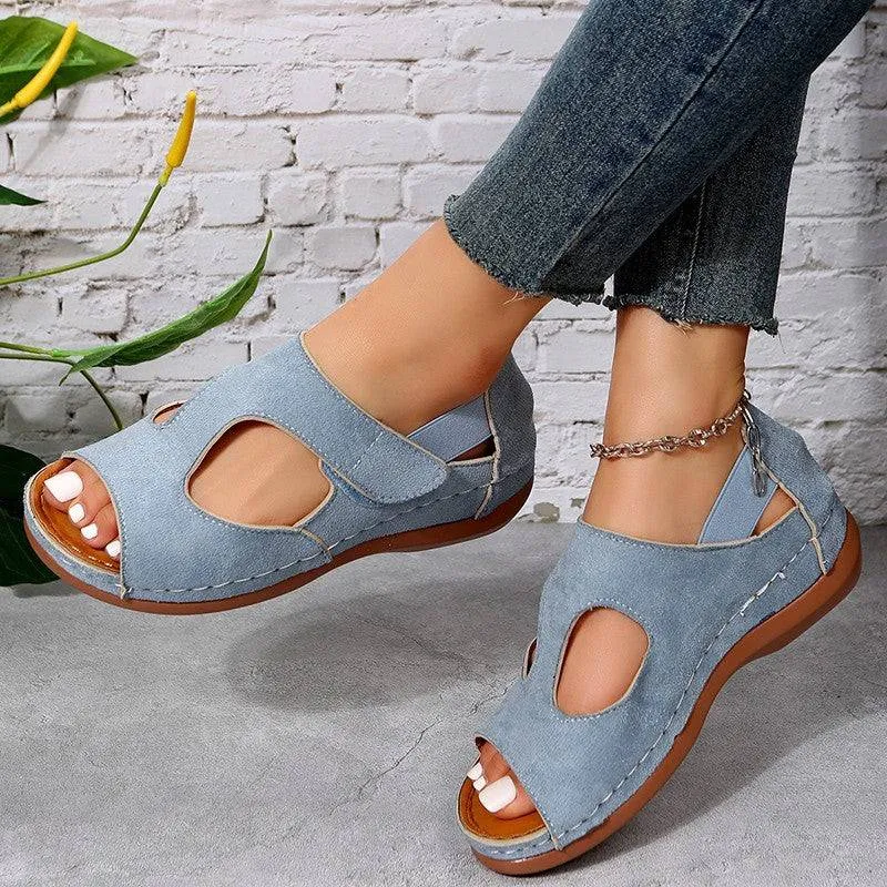 Casual Summer Low Heels Velcro Shoes For Women - GlamzLife