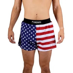 ChicknLegs Men's USA Half Split Shorts 4"