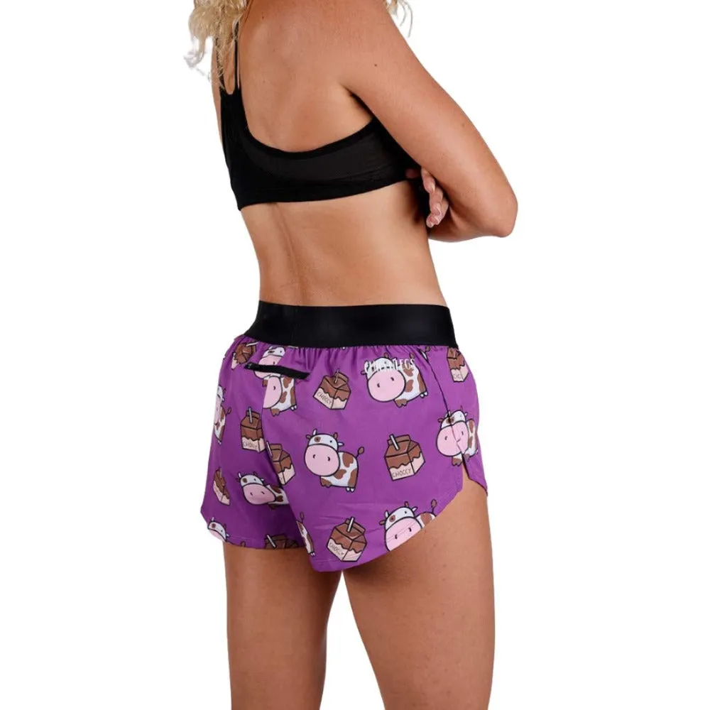 ChicknLegs Women's Choccy Cows Split Short 1.5"