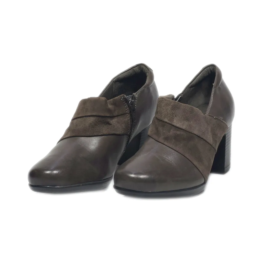 Clarks High-Heel Shoes Leather Brown Colour For Women