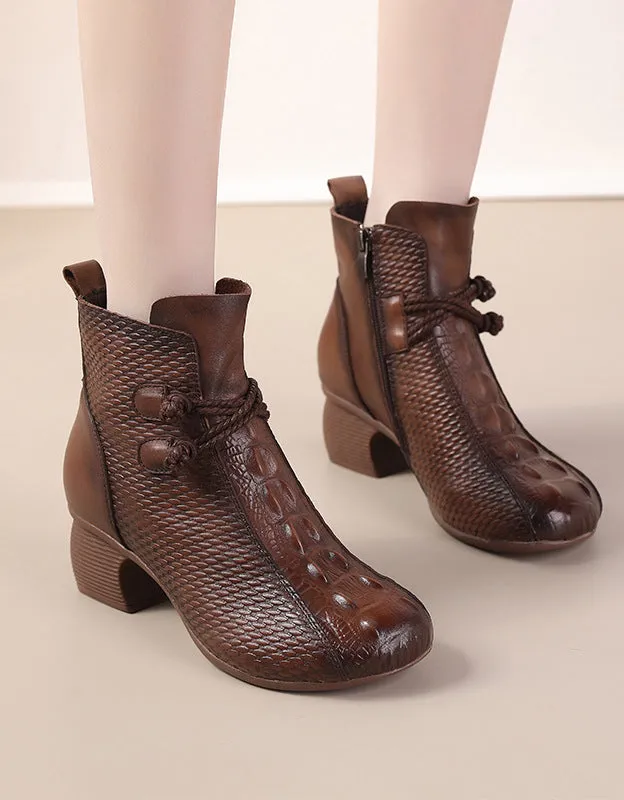 Crocodile Pattern Comfy Retro Chunky Boots