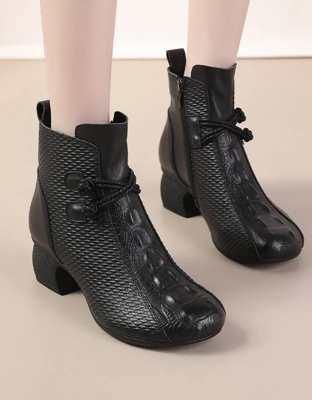 Crocodile Pattern Comfy Retro Chunky Boots