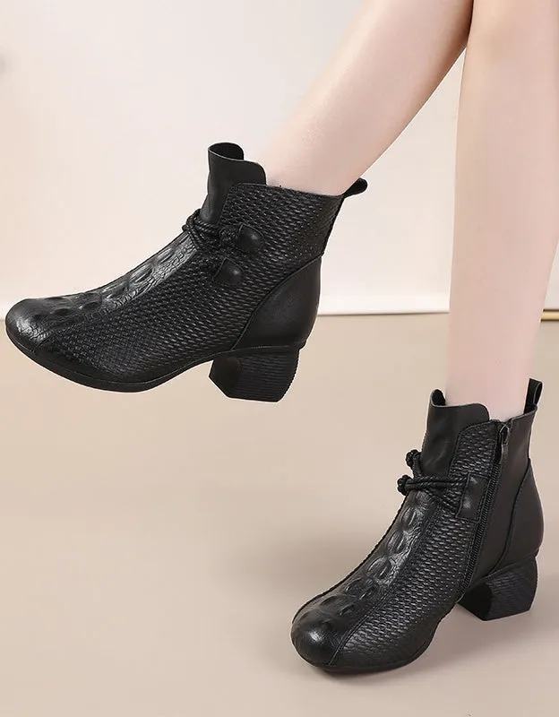 Crocodile Pattern Comfy Retro Chunky Boots