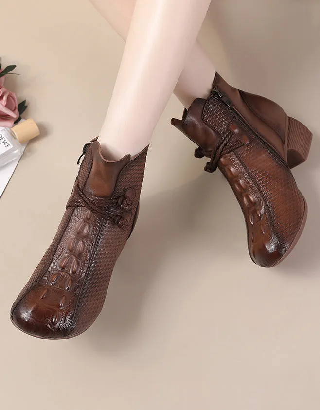 Crocodile Pattern Comfy Retro Chunky Boots