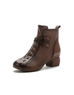 Crocodile Pattern Comfy Retro Chunky Boots