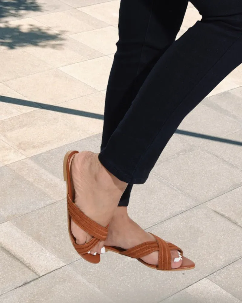 Dark Brown Criss Cross Sandals