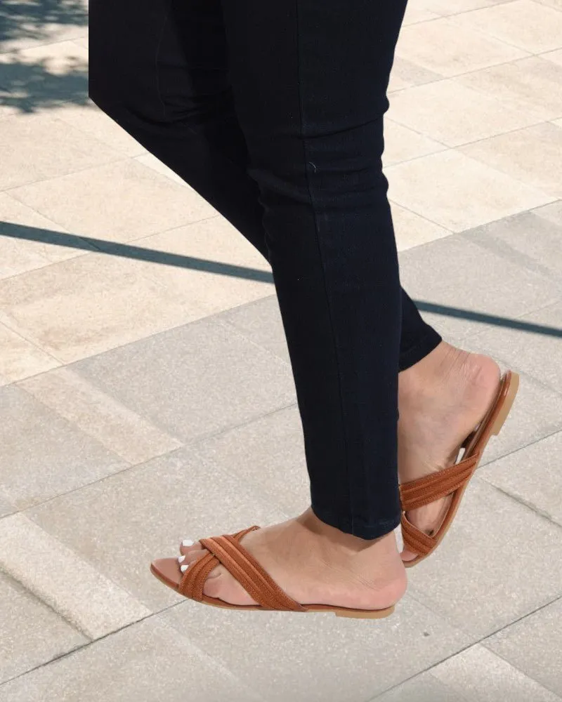 Dark Brown Criss Cross Sandals