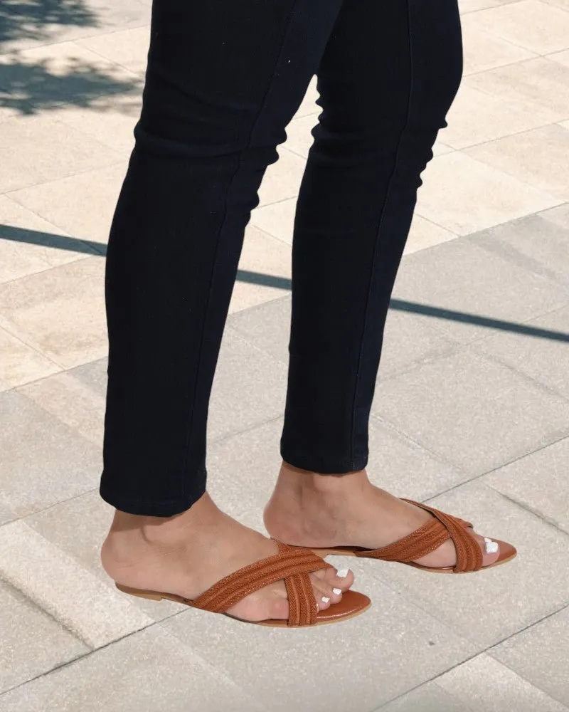 Dark Brown Criss Cross Sandals