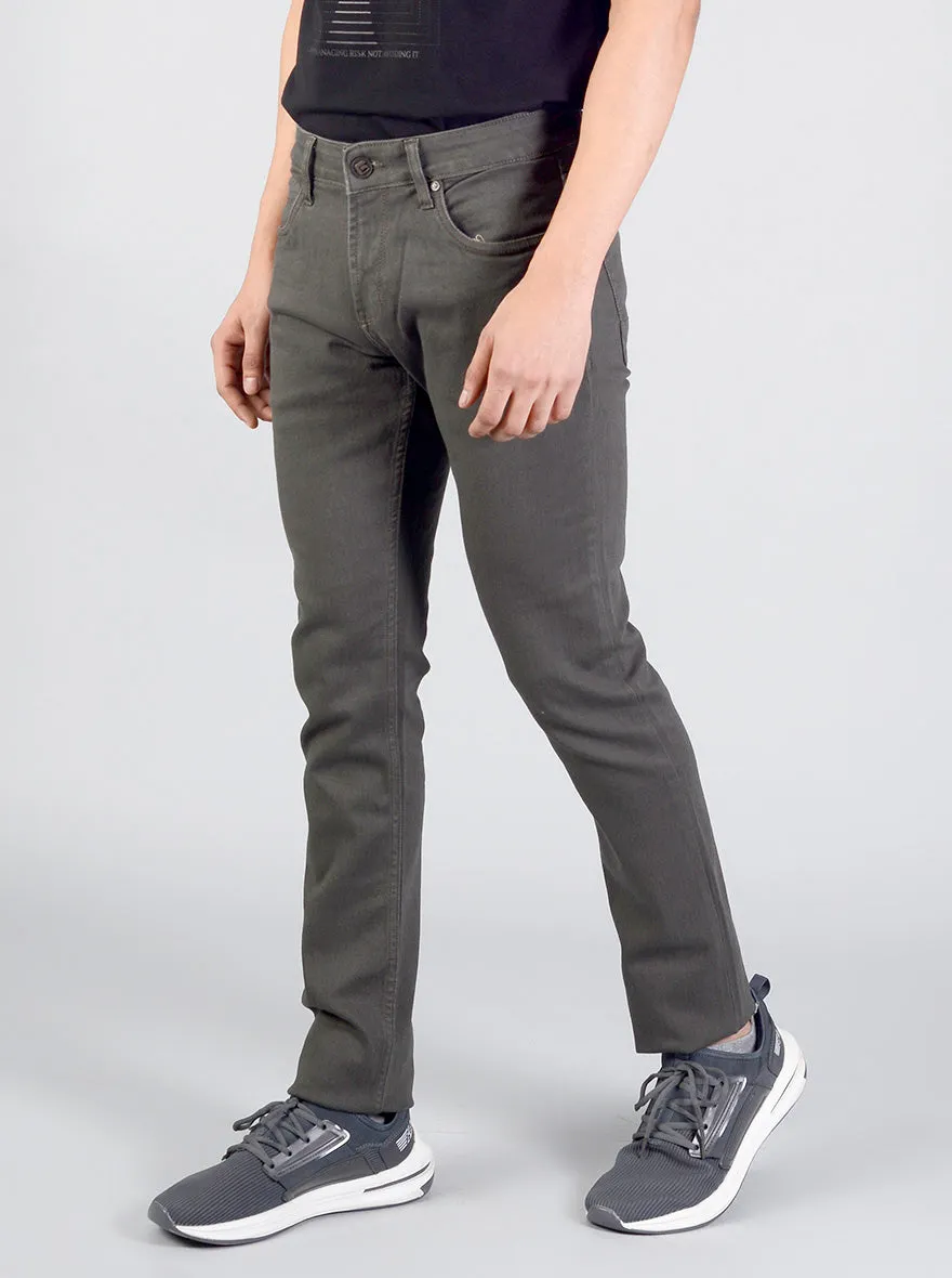 Dark Grey Solid Slim Fit Jeans | Greenfibre