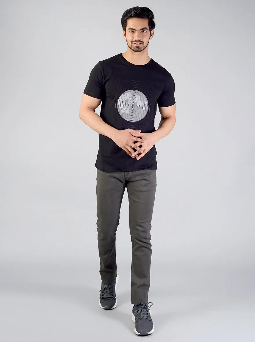 Dark Grey Solid Slim Fit Jeans | Greenfibre