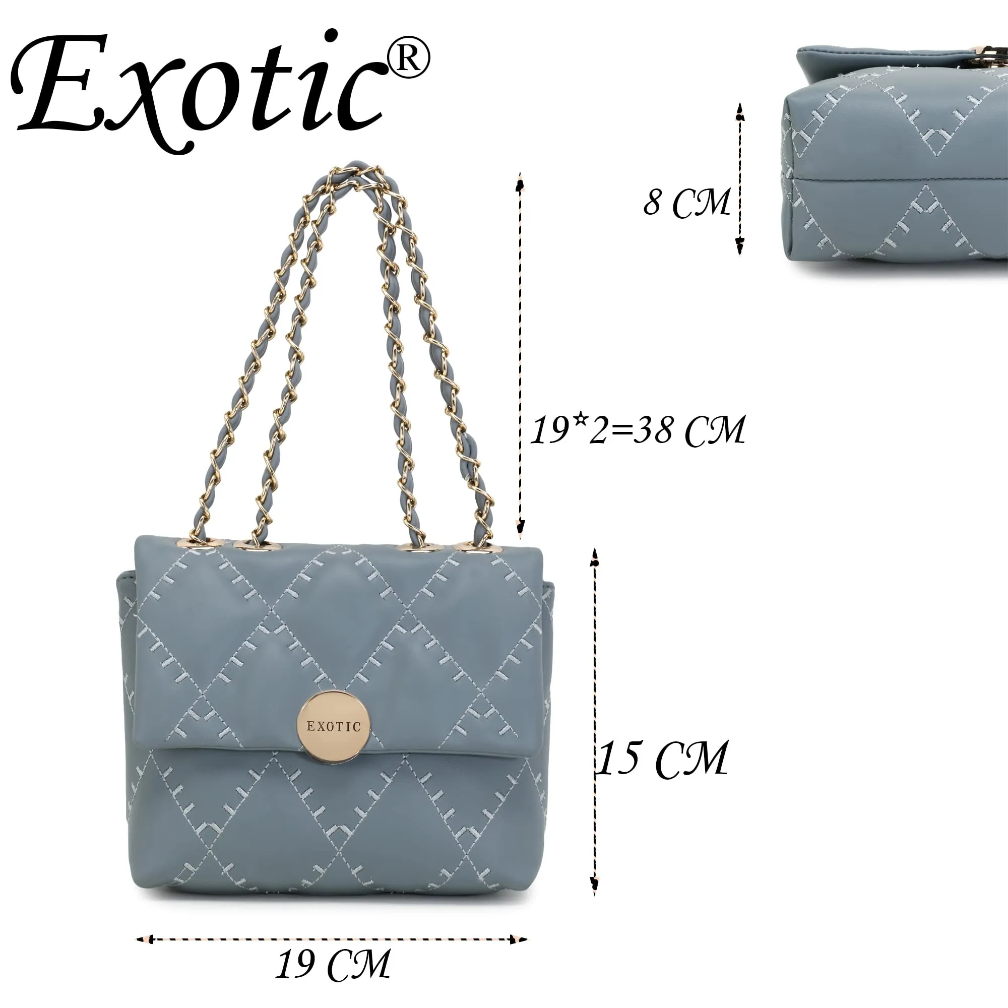 EXOTIC Womens Mini Embroider Sling Bag (Grey)