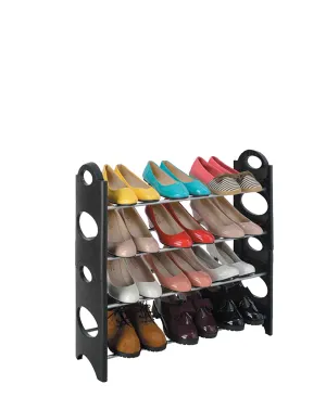 Fine Living 4 Tier Shoe Rack - Black