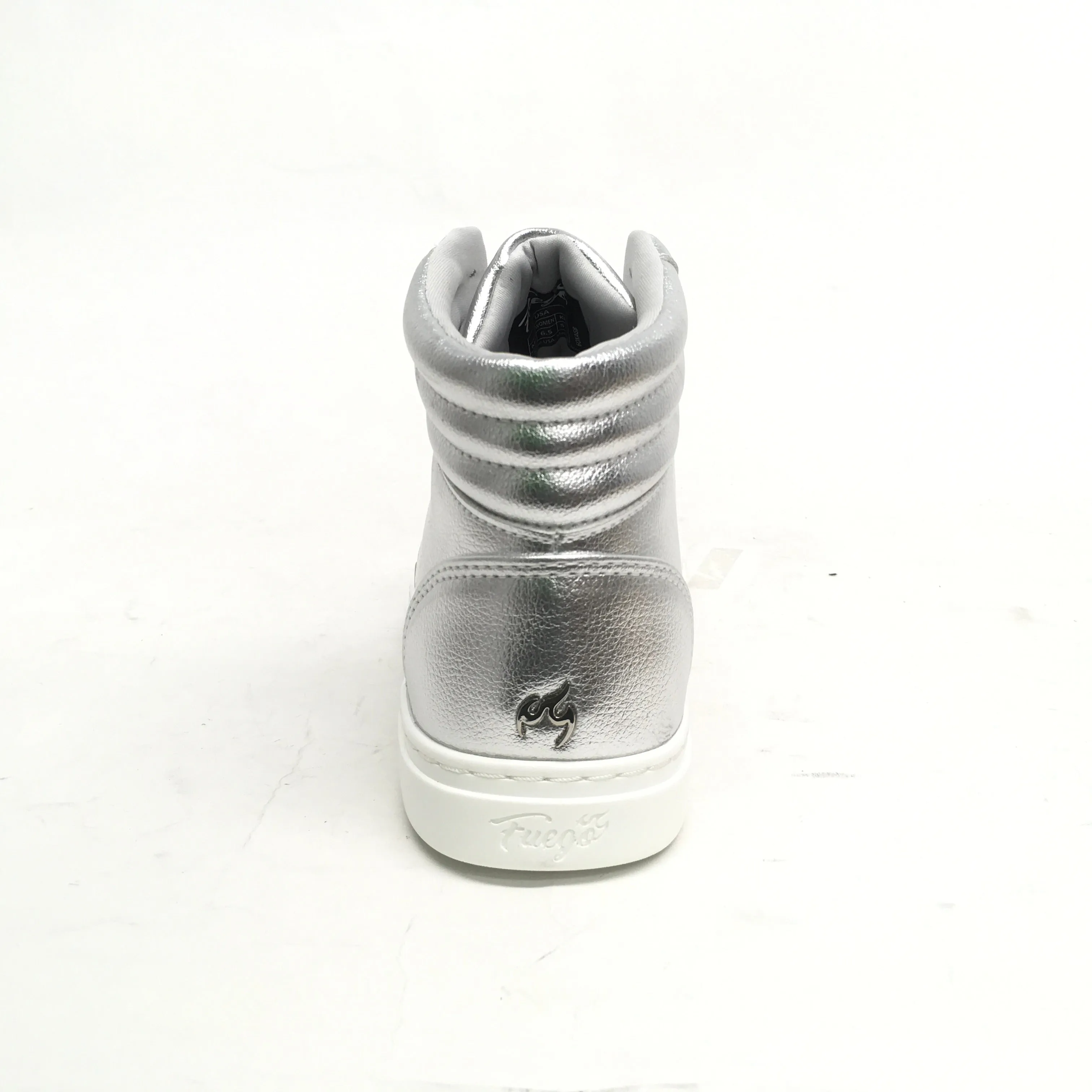 Fuego: High-Top Dance Sneaker | Silver Vegan | MED | Flat Full Rubber Sole | VEGAN