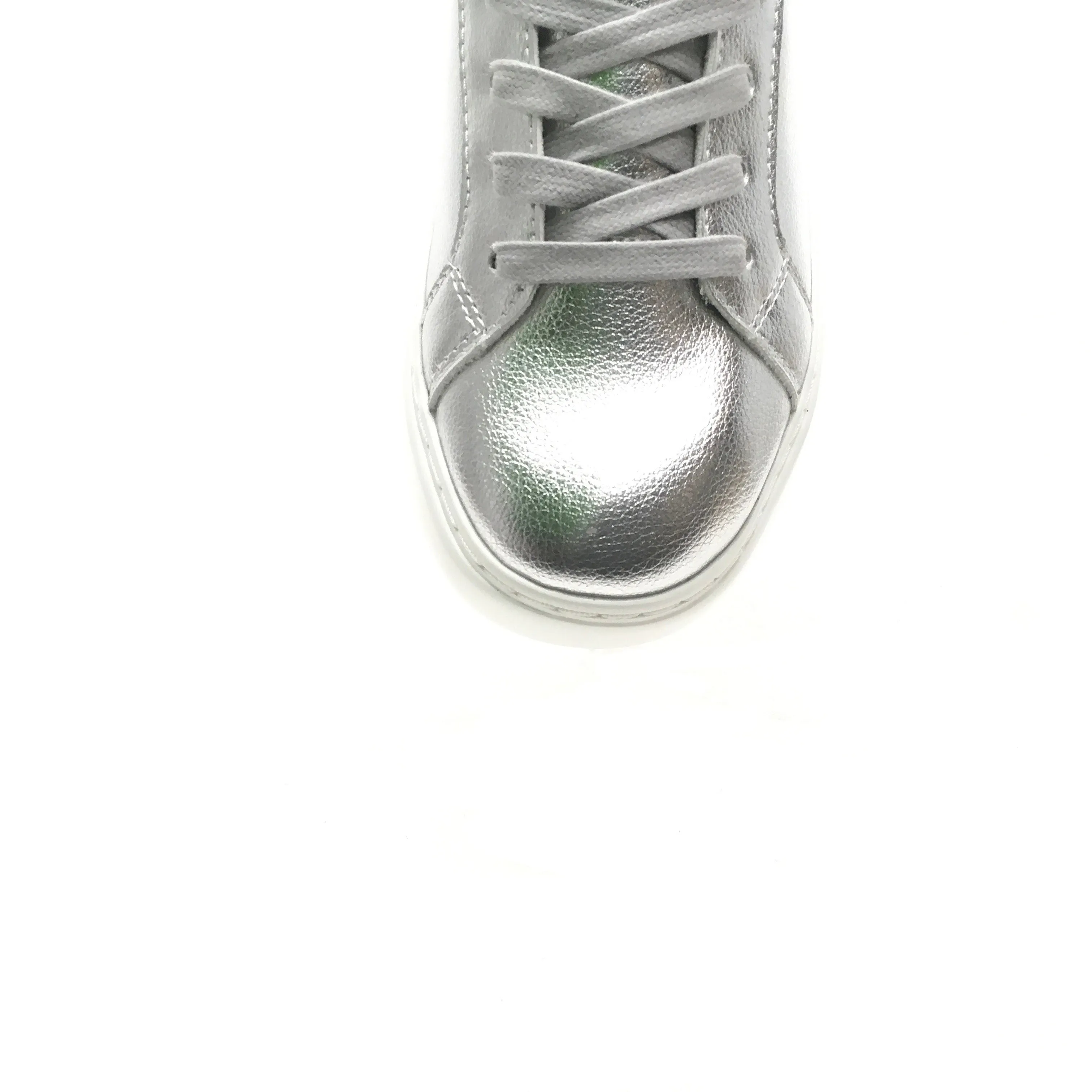 Fuego: High-Top Dance Sneaker | Silver Vegan | MED | Flat Full Rubber Sole | VEGAN