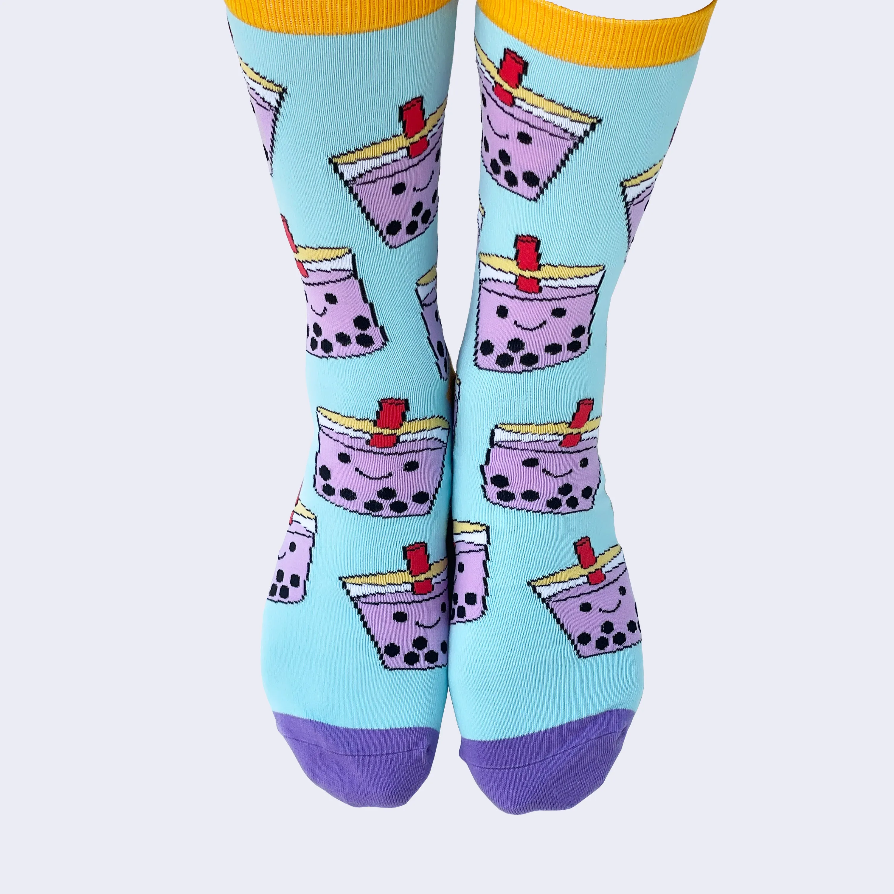 Giant Robot - Big Boba Socks - Light Blue w/ Taro Boba