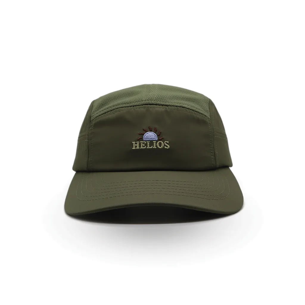 Helios Ultralight 7 Panel Firm Brim Running Cap - Olive