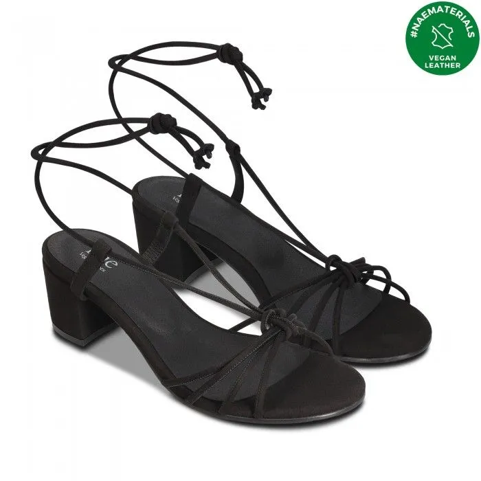 Holly Black Vegan Heeled Cross Sandals