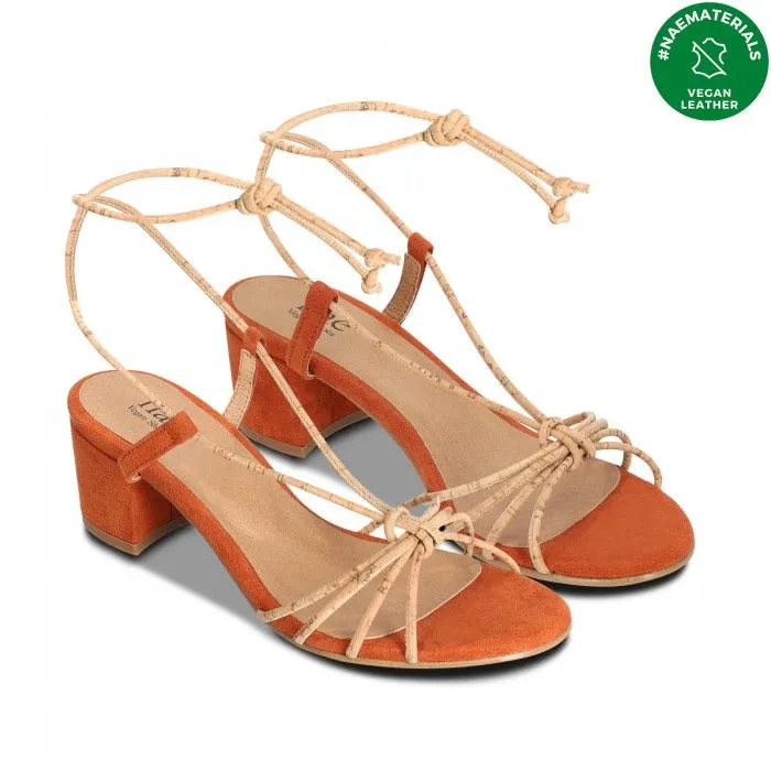 Holly Orange Vegan Heeled Cross Sandals