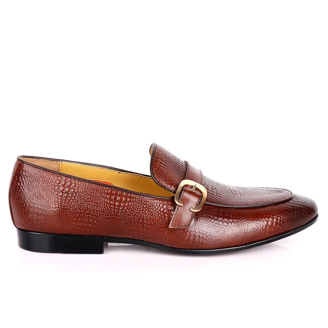 John Foster Cro Skin Single  Belt Designed  Loafers-Brown