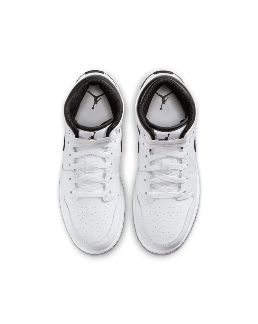 Jordan 1 Mid ( GS ) - White / Black