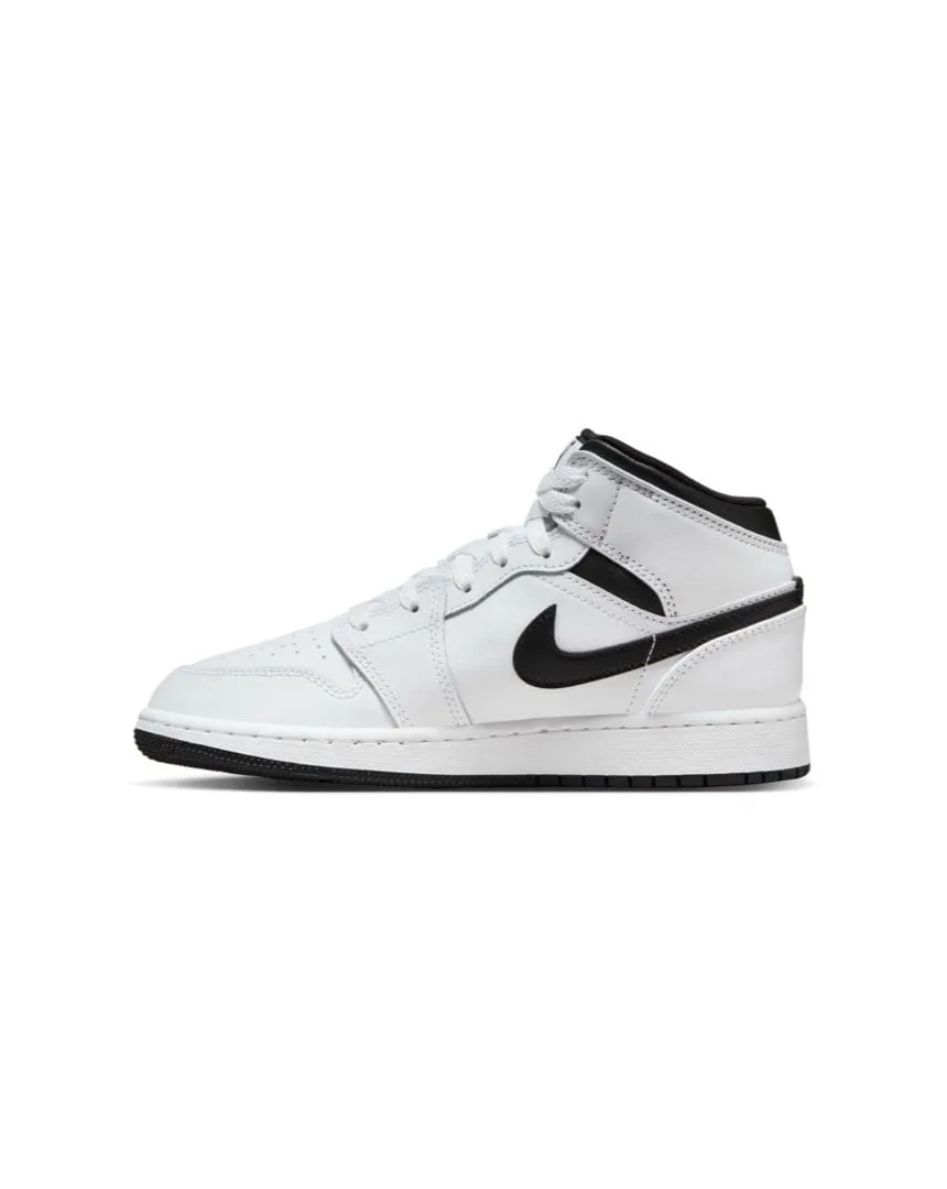 Jordan 1 Mid ( GS ) - White / Black