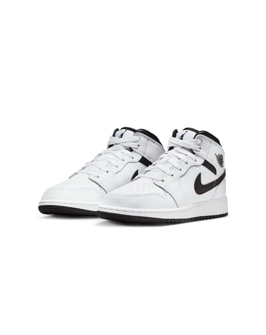 Jordan 1 Mid ( GS ) - White / Black