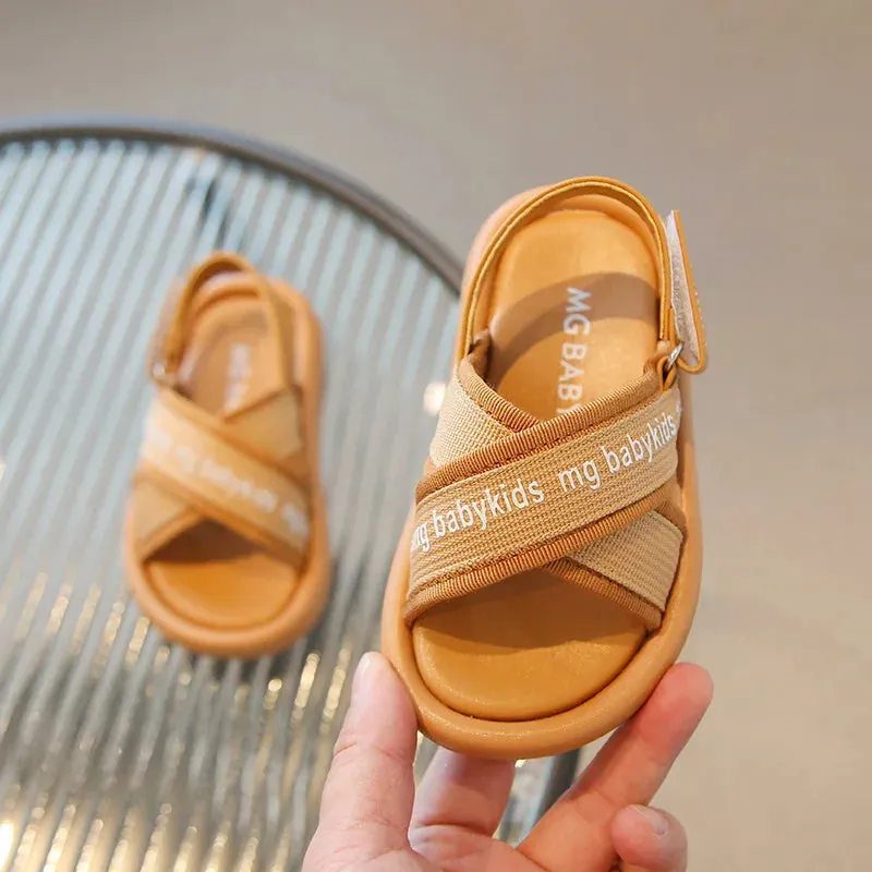 Korean Cross Strap Baby Kids Sandals High Quality Girls solid Summer Sandals Boys Casual Beach Shoes