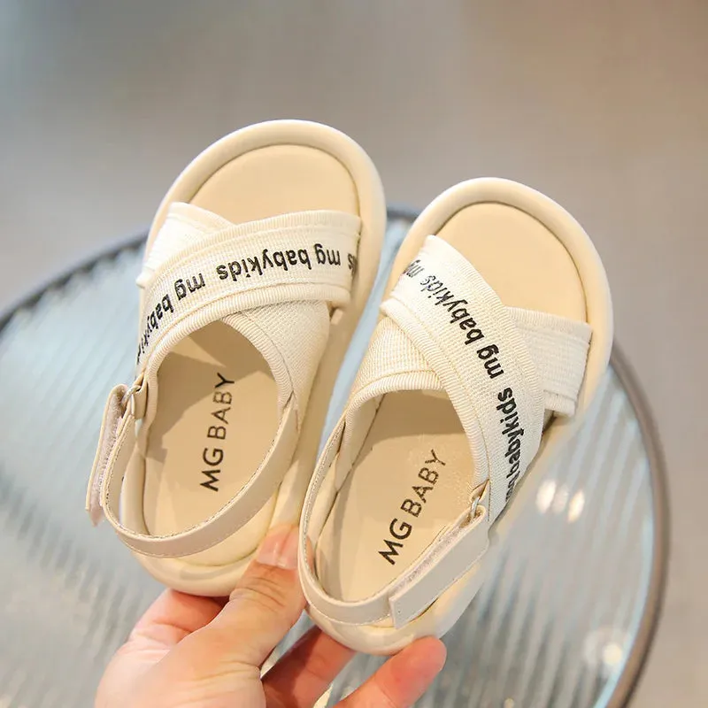 Korean Cross Strap Baby Kids Sandals High Quality Girls solid Summer Sandals Boys Casual Beach Shoes