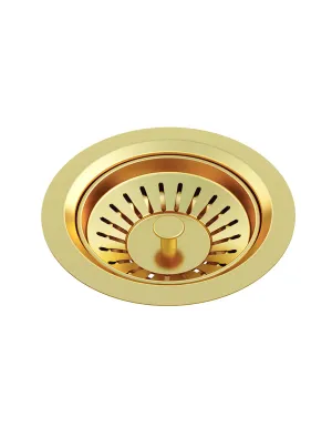 Lavello Sink Strainer and Waste Plug Basket with Stopper - Brushed Bronze Gold