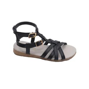 Little Big Kids Girls Black Faux Python Gladiator Sandals 11-4 Kids