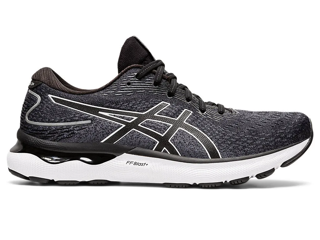 Men's Asics Gel-Nimbus 24, Black/White, 14 2E Wide